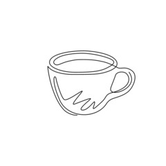 Poster - Continuous one line drawing cup of coffee flat icon logo symbol. Idea for advertising coffee drinks, business card, branding and corporate identity. Single line draw design vector graphic illustration