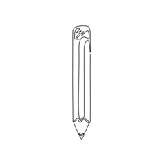 Poster - Single one line drawing pencil flat icon. Symbol of graduation for web or mobile app. Sign of education for design logo, visit card. Outline logo of school. Continuous line draw vector illustration