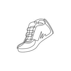 Wall Mural - Continuous one line drawing running shoes icon, fitness and sport, gym sign, linear pattern. Fitness sneakers shoes for training, running shoe. Sport shoes set. Single line draw design vector graphic