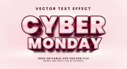 Wall Mural - Cyber monday 3D text effect. Editable text style effect with glow light theme.