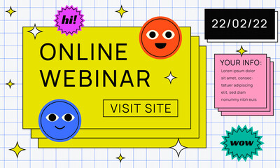 Aufkleber - Online Webinar Modern Comic Banner. Cool Trendy Abstract Promo Illustration.