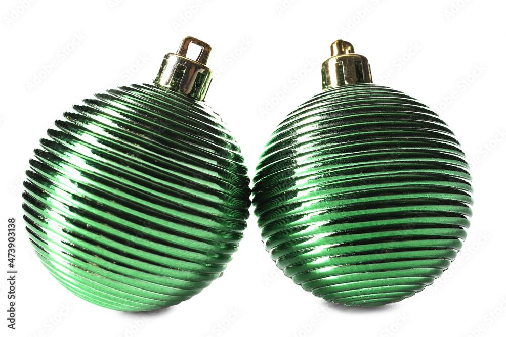Bright Christmas balls isolated on white background