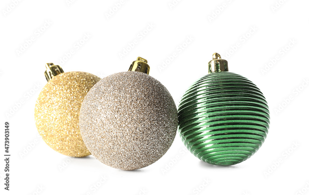 Bright Christmas balls isolated on white background