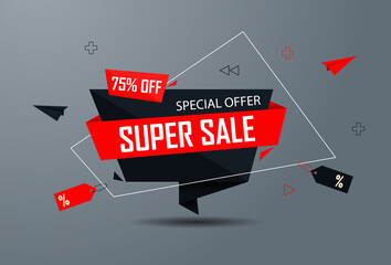 Wall Mural - super sale banner for website and apps. vector illustration.