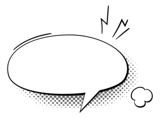 Fototapete - Oval message bubble with halftone effect. Blank text frame