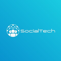 Wall Mural - Social Tech logo. Network Technology with a group of people or organizations logo design concept