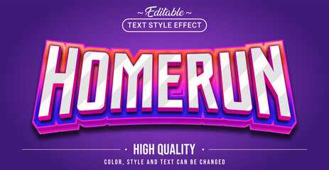 Fototapete - Editable text style effect - Homerun text style theme.