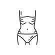 Weight control outline icon, skinny woman waist thin line pictogram. Bulimia, anorexia or eating disorders problem vector pictogram. Healthy nutrition and dieting icon or weight control symbol