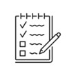 © Vector Tradition - Checklist or schedule outline icon, plan or reminder thin line symbol. Diet and healthy lifestyle planning minimalistic sign, task management and to do list vector symbol with notebook and pen