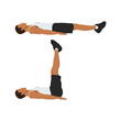 Man doing lying leg raises exercise. Abdominals exercise. body weight lifts flat vector illustration
