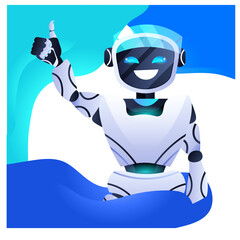 Poster - robot chatbot assistant modern robotic character artificial intelligence concept