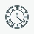 © MKS - Vintage round clock roman hour time watch antique retro old, silhouette, vector