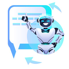 Poster - robot chatbot assistant with speech bubble online communication artificial intelligence concept