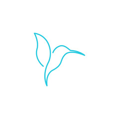 Wall Mural - simple continuous line hummingbird logo symbol icon vector graphic design illustration idea creative