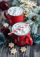 Wall Mural - Christmas hot cocoa  in the red cup