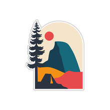 Vector Design Camping At Half Dome Yosemite National Park T-shirt Design, Tee Design ,patch Emblem Badge Sticker Design