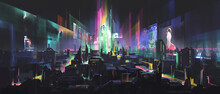 Dazzling Future City, 3d Illustration.