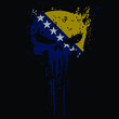 Skull head Bosnia and Herzegovina flag with grunge texture - vector t shirt design