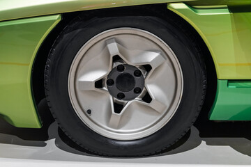 Wall Mural - Wheel of a conceptual green sports car