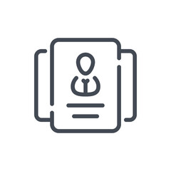 Poster - profile information, resume and business document line icon. business document with person on it vec