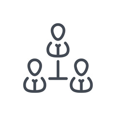Fototapete - Social network and Company hierarchy line icon. Three persons with connection vector outline sign.
