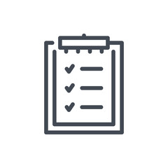 Fototapete - Checklist, Survey and Report form line icon. Clipboard with check mark list vector outline sign.