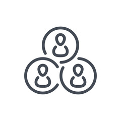 Fototapete - Connection of people and Collaboration line icon. People inside circles vector outline sign.