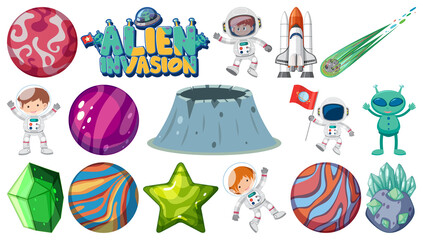 Wall Mural - Set of isolated fantasy space objects