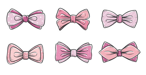 Poster - Tie bow color doodle sketch. Hand drawn sketch vintage ribbon neck bow for wedding, fashion element. Isolated vector illustration.