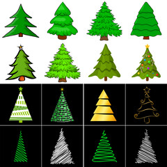 Wall Mural - Christmas tree set, vector illustration. Can be used for greeting card, invitation, banner, web design.