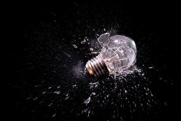 Wall Mural - moment of impact explosion of a traditional light bulb