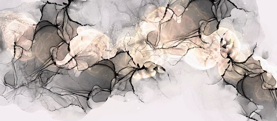 Elegant hand drawn art with grey and beige colours, alcohol ink background, modern liquid texture, watercolour painting, wallpaper for print, modern wall decoration