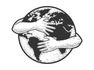 earth hugs sketch raster illustration