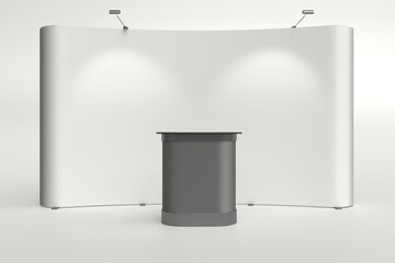 Wall Mural - Blank trade show booth mockup template. 3d rendering.
