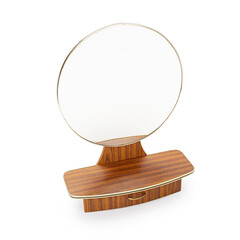 Wall Mural - Desk mirror with stand on white background 