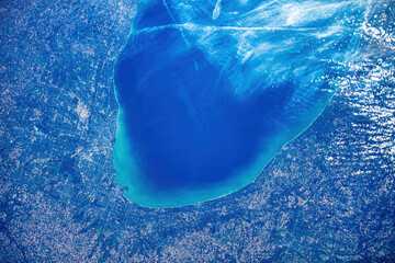Wall Mural - bay of water in west usa. digital enhancement. elements of this image furnished by nasa