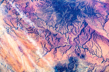 Wall Mural - desert area in us south-west.space viewpoint of earth's crust . digital enhancement. elements of thi