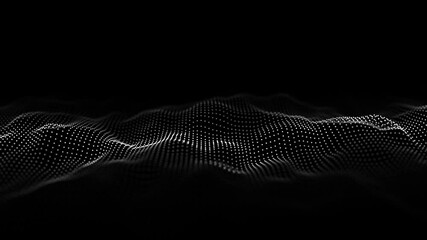 Wave of particles. Abstract background with a dynamic wave. 3d rendering.