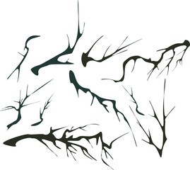 Tree branches silhouette vector set