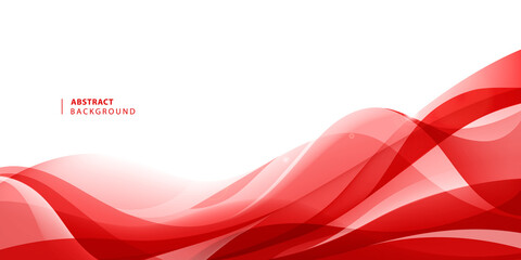 Fototapete - Vector abstract red wavy background. Curve flow motion.