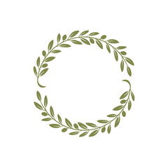  circle olive branch vector illustration on white background.