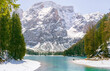 Season transition Braies __Lago di Braies / Pragser Wildsee is one of the most beautiful lakes in Italy. Located at an altitude of about 1.500m (4.920ft) above sea level, in South Tyrol