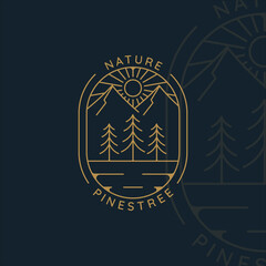 Wall Mural - pines tree logo line art simple minimalist template icon graphic design. pine symbol of nature with 