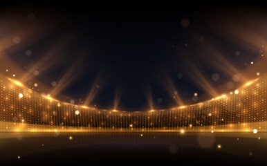 Canvas Print - Golden stadium lights with rays