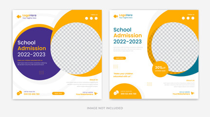 Wall Mural - Education social media post template design layout, creative round shapes square vector