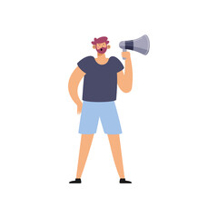 Poster - male activist with megaphone