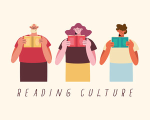 Poster - people reading culture characters