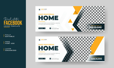 Real estate Facebook cover banner template design, Set of elegant modern abstract home for sale real estate Facebook cover, banner, social media post, timeline cover, web banner, template design