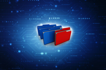 Poster - 3d rendering folder with documents