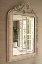 Rectangle Mirror In Decorative Frame And Reflection Of Doorway